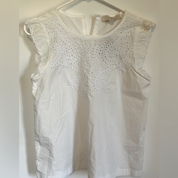 NWT Loft White Eyelet Top - Picture 1 of 5